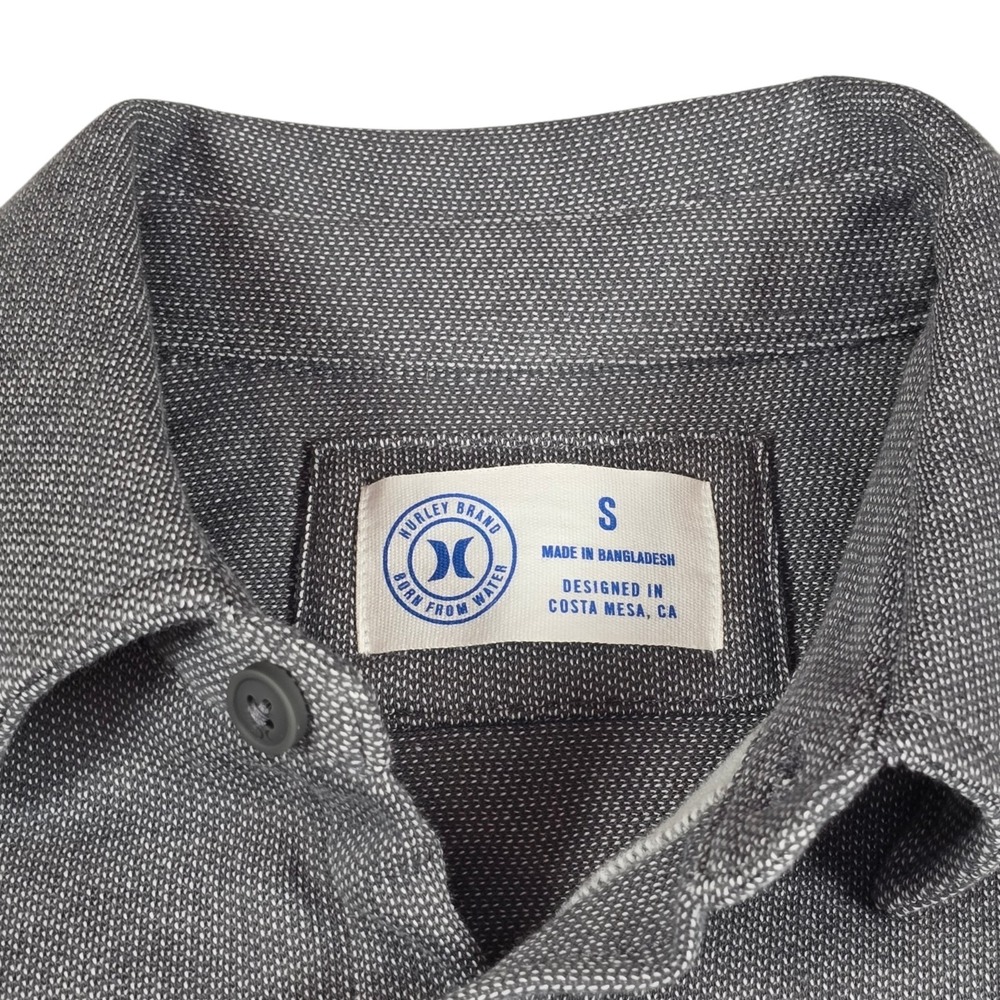 Hurley Blue Skies Ultra Soft Gray Long Sleeve Button Down Shirt- Men's Sz S NWT - Picture 4 of 7